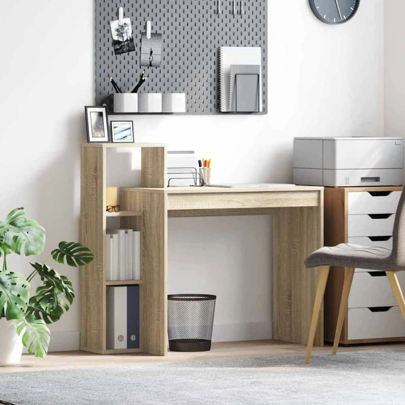 Computerbord med hylde Sonoma eg 100x40x90 cm