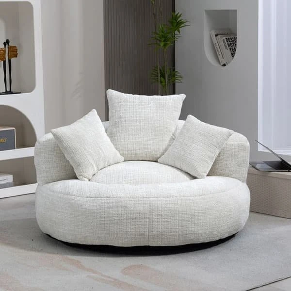 MUVOE Futon Sofa - Beige Chenille - Justerbar med Høj Ryg