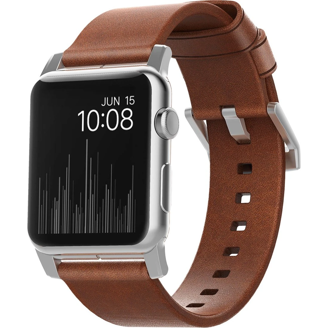 Nomad Modern Band til Apple Watch - Rustic Brown Læder & Sølv