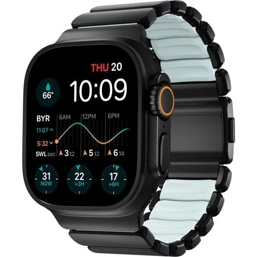 Nomad Stratos Band 49mm Black Titanium Icy Blue Glow FKM