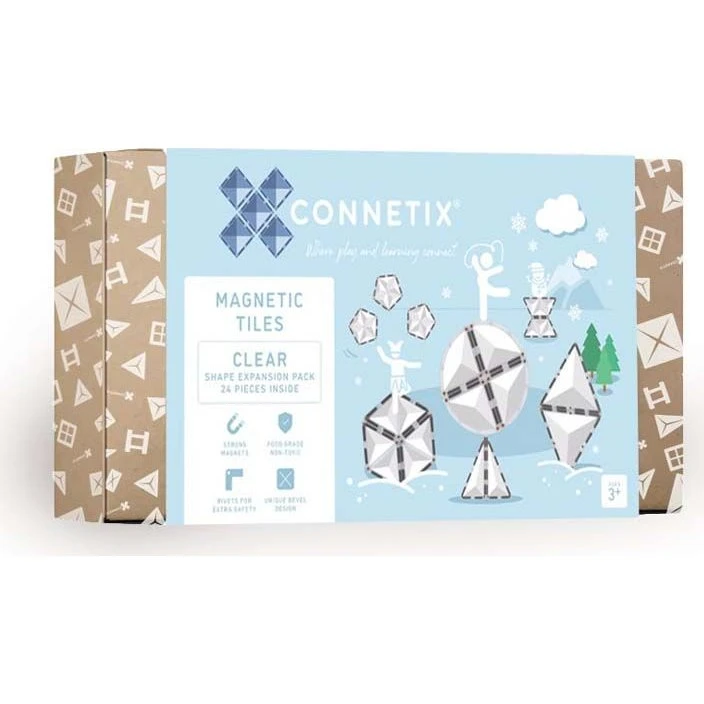 Connetix Magnetiskeplade Udvidelsessæt - 24 dele - Gennemsigtig