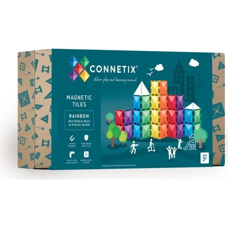 Connetix Rainbow Magnetiskeplader - Rektangel - 18 dele