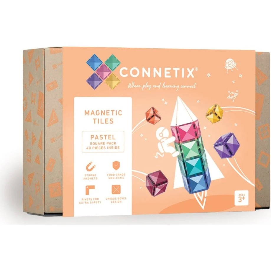 Connetix Square Pack - Magnetisk byggesæt i pastel, 40 dele