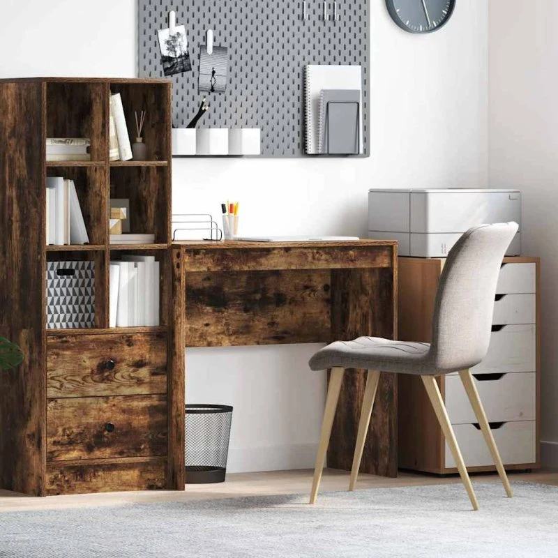 Skrivebord røget eg 80x40x76 cm – kompakt & robust