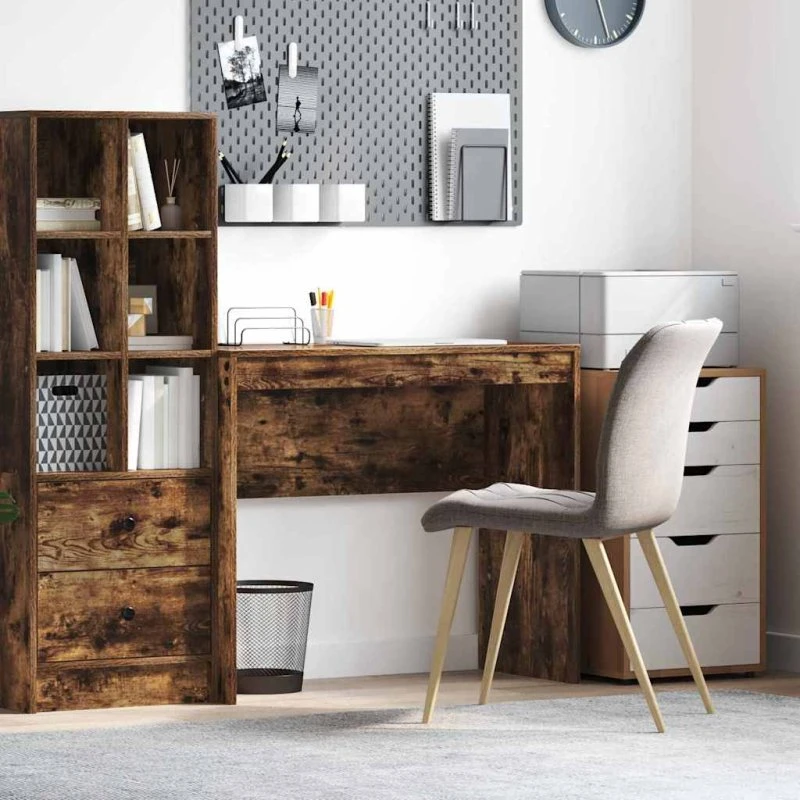 Skrivebord Røget Eg 90x40x76 cm – Kompakt & Stabil