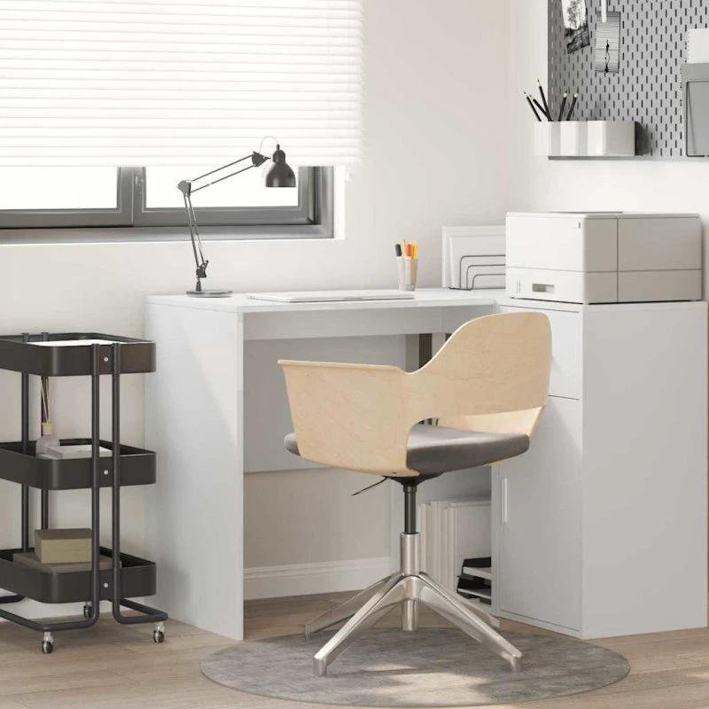 Hvidt skrivebord med hylde 102x50x75 cm – konstrueret træ