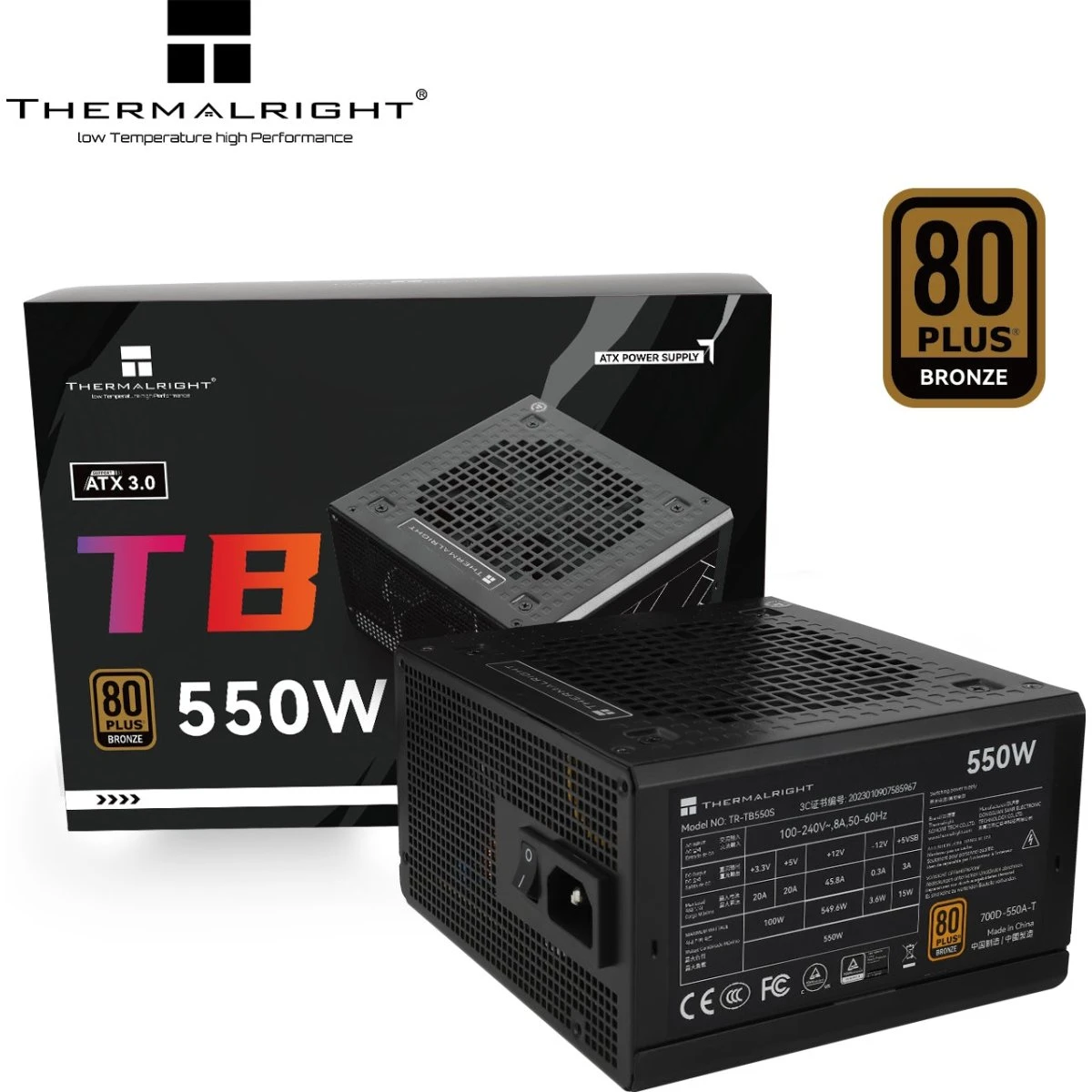 Thermalright TR-TB550S Black 550W 80+ Bronze Strømforsyning