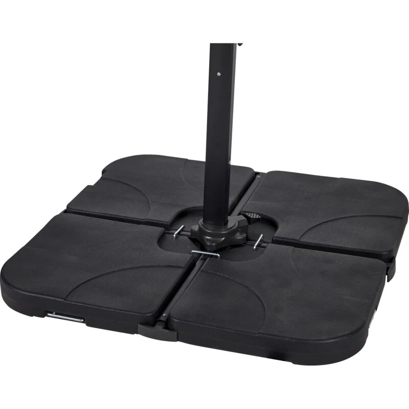 OUTFIT Hængeparasolfod sæt af 4, sort 50x50x7,5 cm