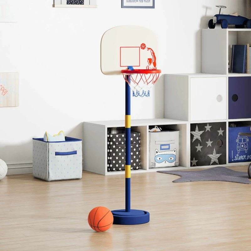 Justerbart basketballstativ med bold og pumpe 90–121 cm