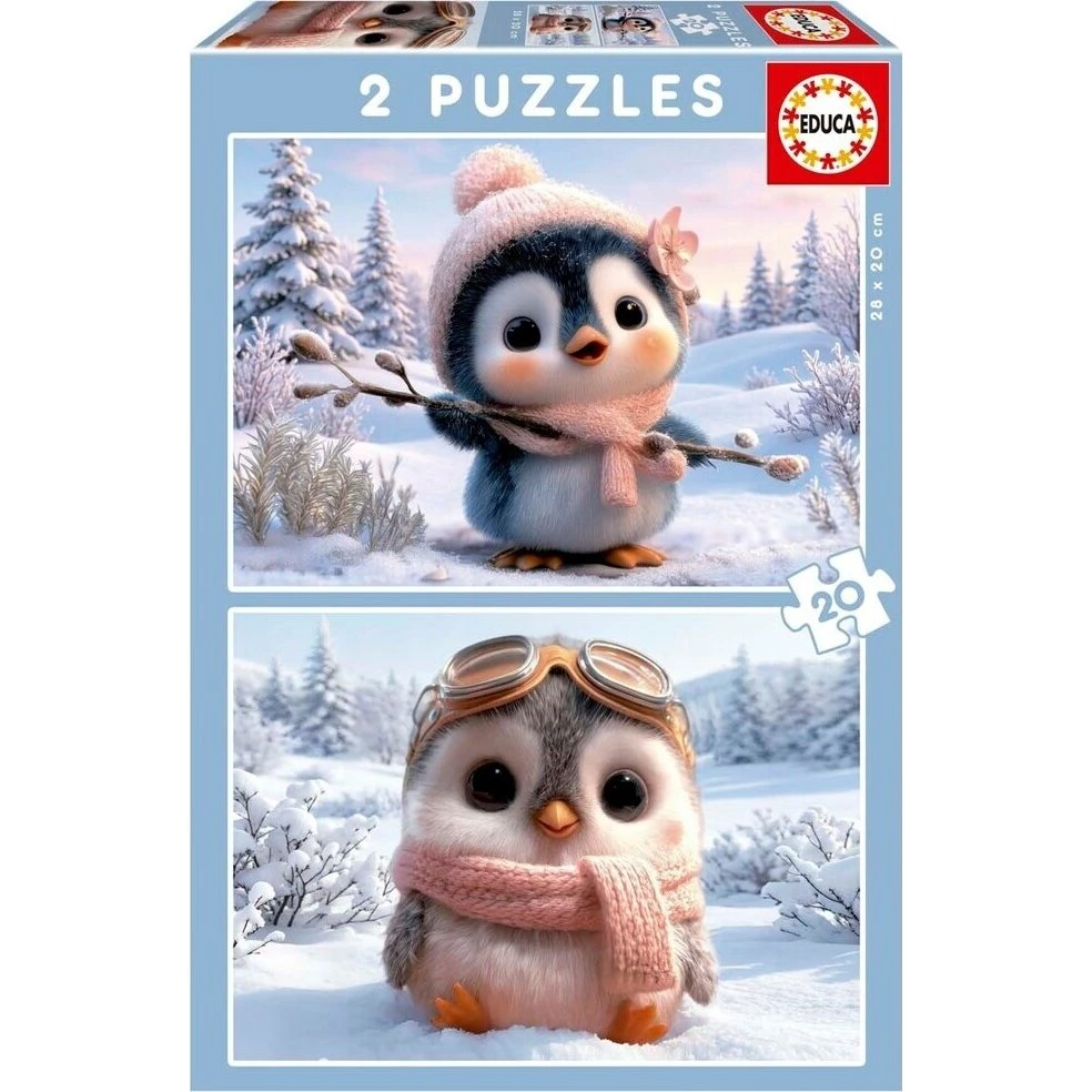 Educa 2X20 Cute Penguins - Puslespilssæt til børn