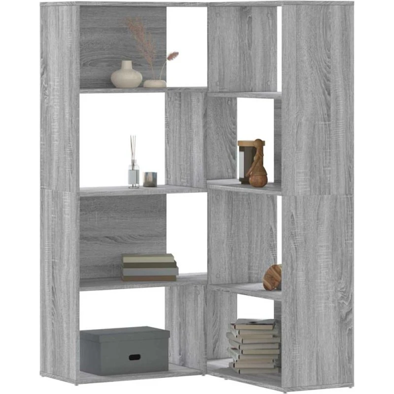 Hjørnereol 85x85x140 cm, 4 hylder i konstrueret træ