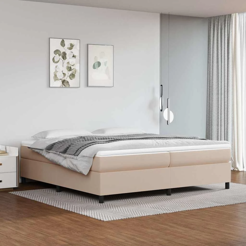 vidaXL Kontinentalseng 200x200 cm i cappuccino kunstlæder