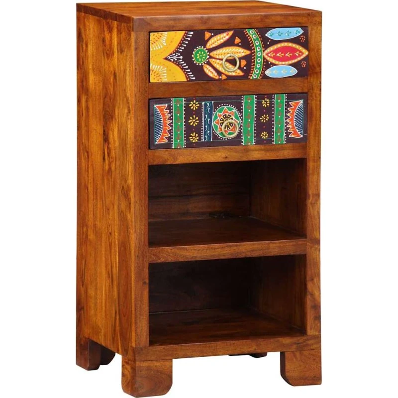 Endebord med skuffe i akacietræ - Brun 40x35x75 cm