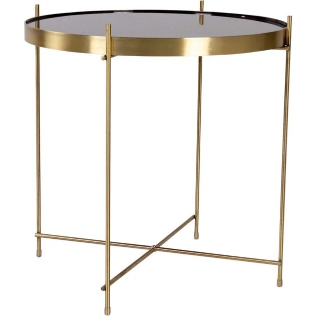 Venezia Sofabord Ø48 x H48 cm – Messingfarvet stel & glas