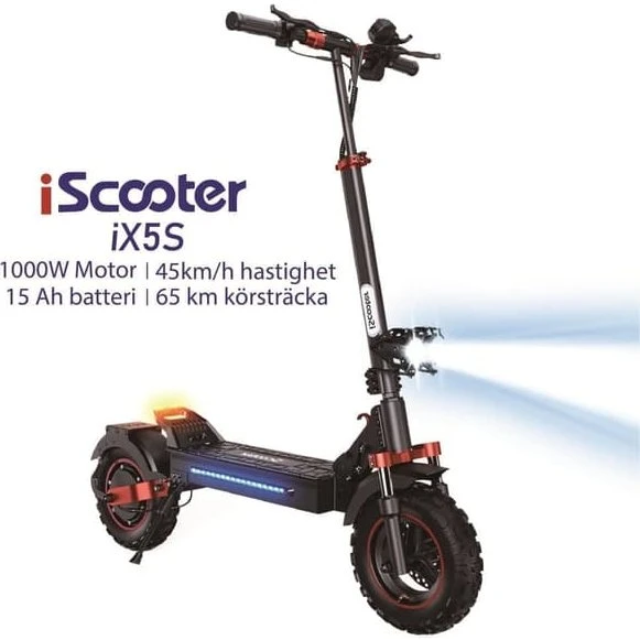 iScooter iX5S El-løbehjul - 1000W motor, 48V 15Ah batteri