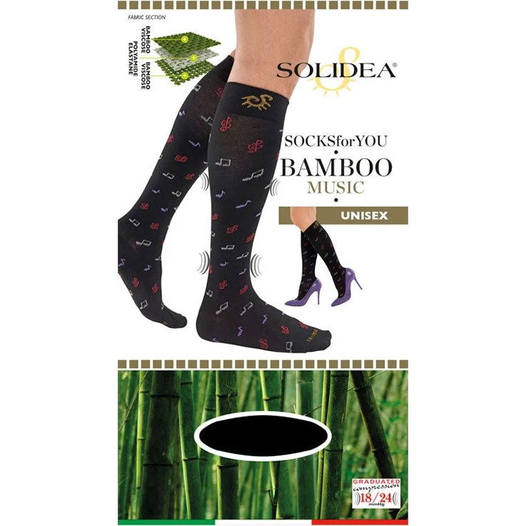 Solidea Bamboo Music Kompressionsstrømper 18-24 mmHg Sort