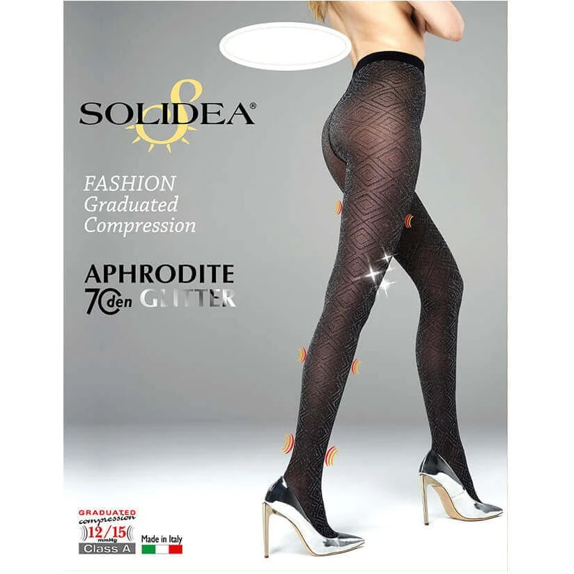 Solidea Aphrodite 70 Glitter Tights, Kompression 12-15 mmHg, Sort
