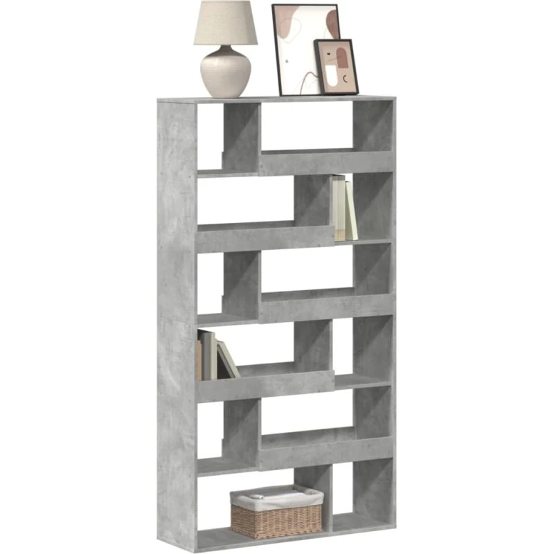 Bogreol 100x33x187,5 cm i konstrueret træ – betongrå