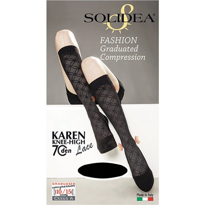 Solidea Karen Lace Knæhøje Kompressionsstrømper 70Den Antracit