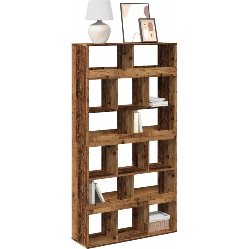 Bogreol 100x33x187,5 cm i konstrueret træ - gammelt trælook