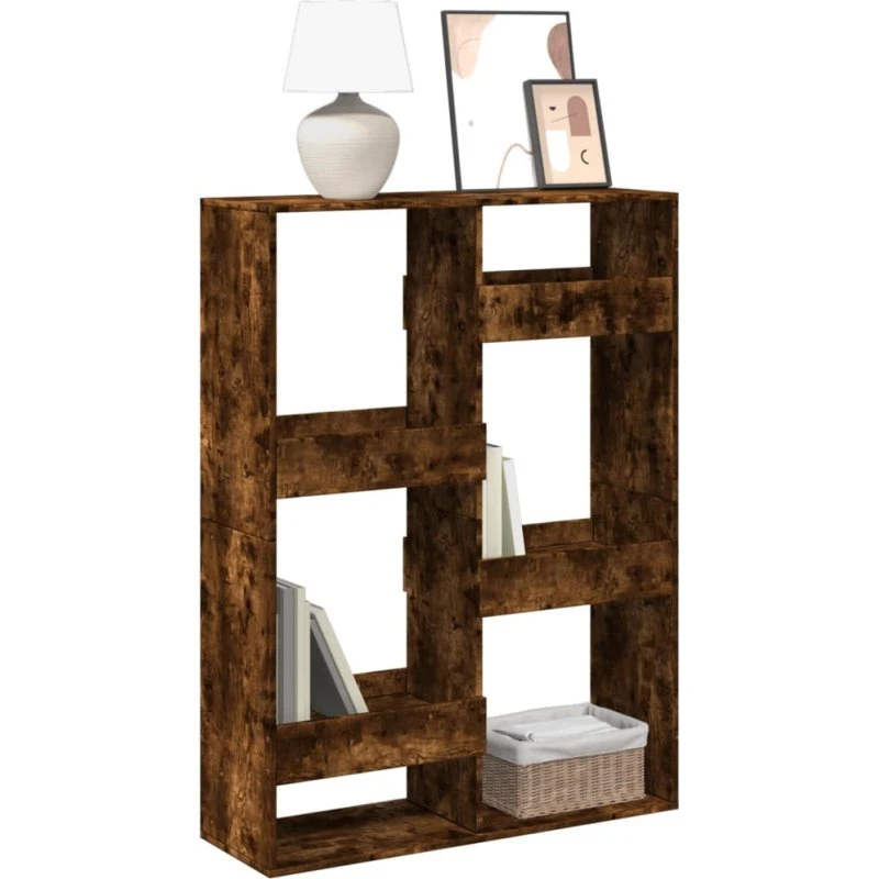 Bogreol 100x33x135 cm – Røget egetræ, konstrueret træ