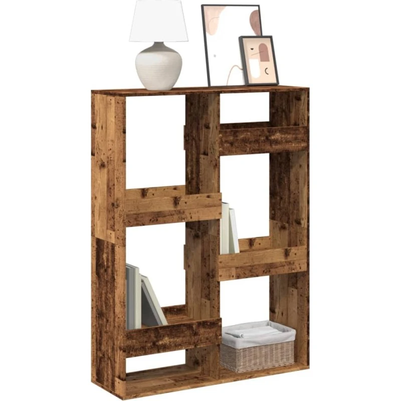 Bogreol i konstrueret træ 100x33x135 cm – antik finish