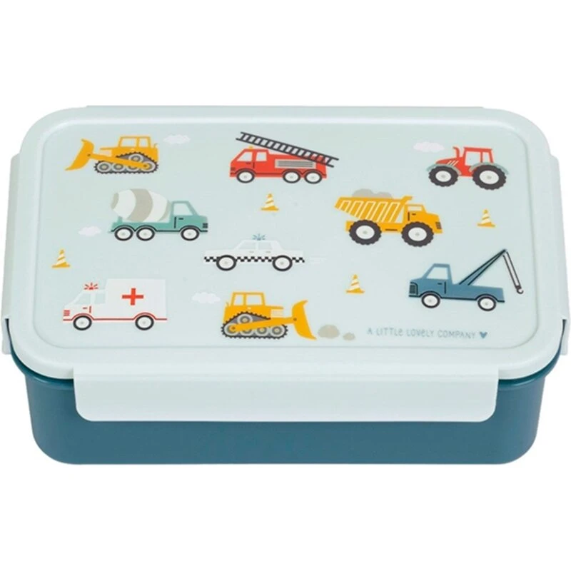 A Little Lovely Company Madkasse Bento Vehicles - Lyseblå 22x14x7 cm