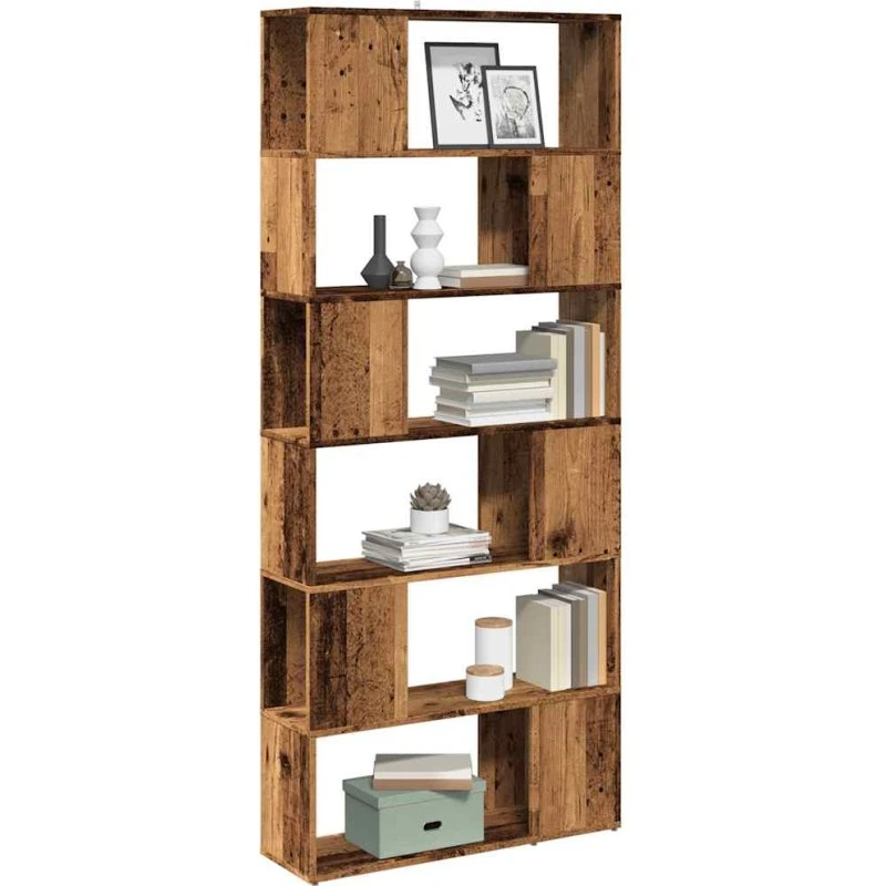 Bogreol/rumdeler i antikt træ 80x24x186 cm