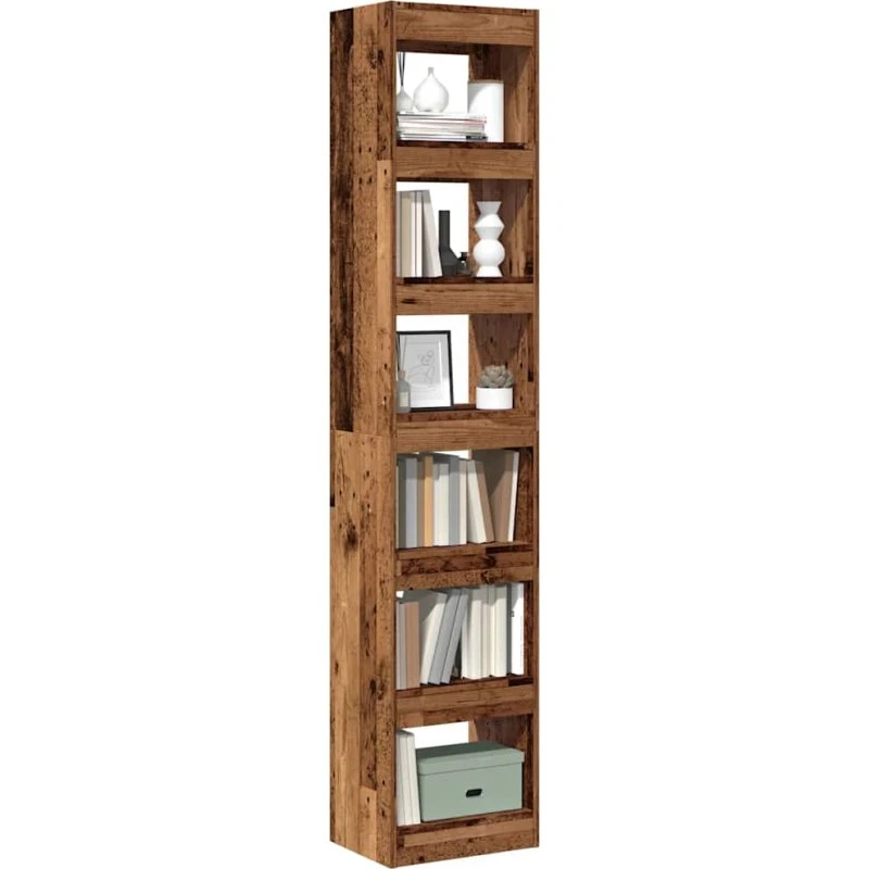 Bogreol/rumdeler 40x30x198 cm i gammelt trælook