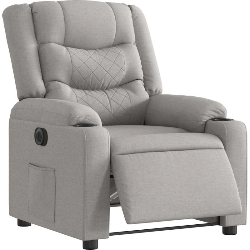 Eldrevet lænestol i stof, skygrå – elektrisk hvilestol