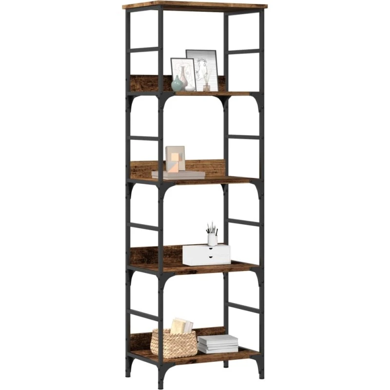 Bogreol 50x33x153 cm i konstrueret træ - antikt look