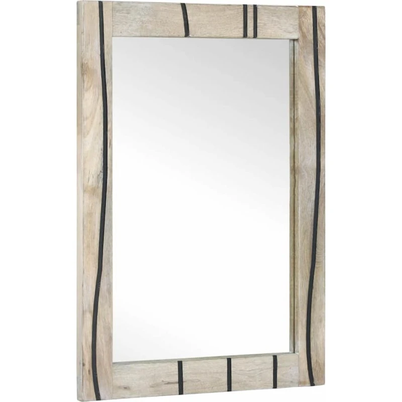 Badeværelsesspejl i mangotræ 70x50 cm – brun