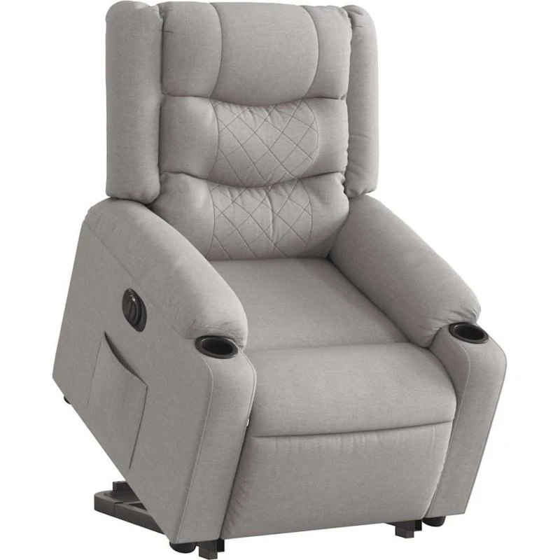 Eldreven lænestol med løftefunktion - stof skygrå