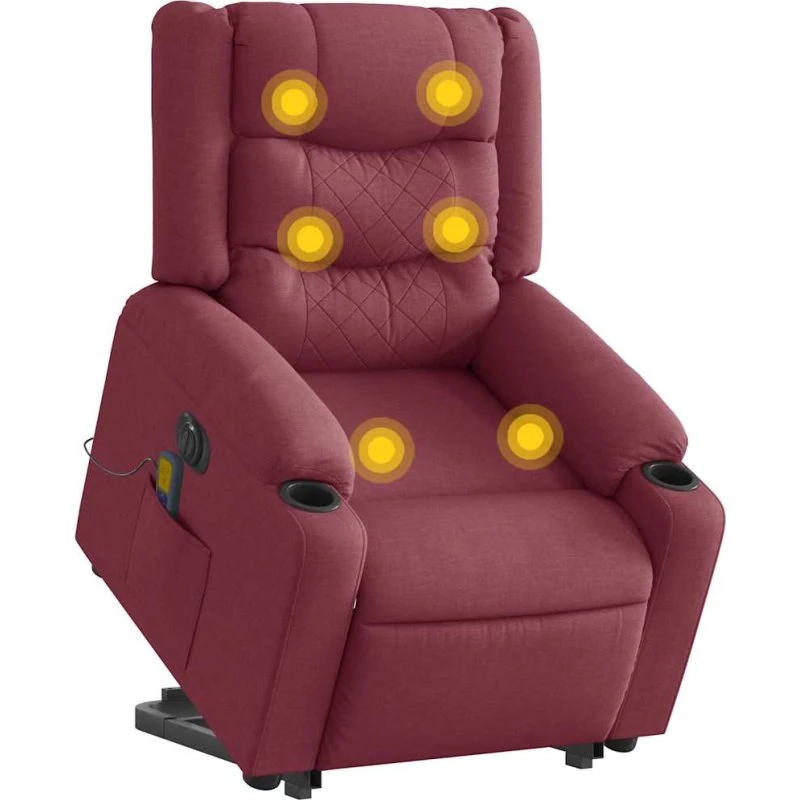 Elektrisk massagestol med løftefunktion - vinrød stof