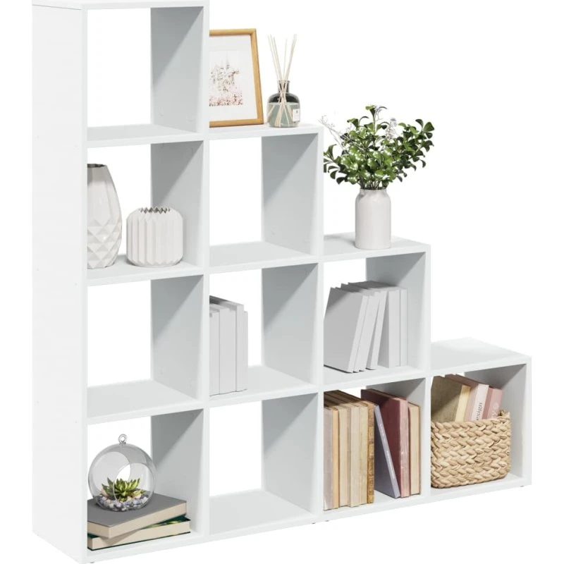 Bogreol/rumdeler 10 kuber 131,5x29x131,5 cm - hvid