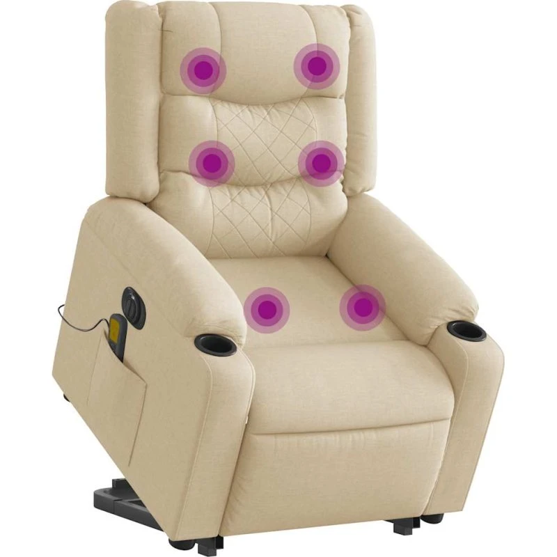 Elektrisk massagestol med løftefunktion – creme