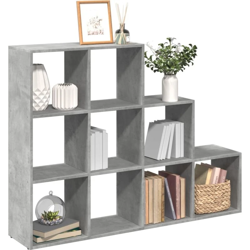 Bogreol/rumdeler 9 rum 137,5x29x103,5 cm – betongrå