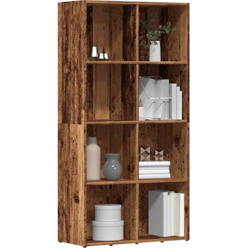 Bogskab 66x30x130 cm i konstrueret antikt træ