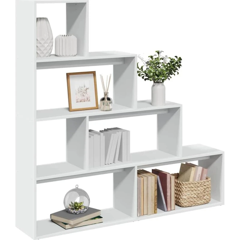 Bogreol/rumdeler 4-niveau 143,5x29x143,5 cm – Hvid