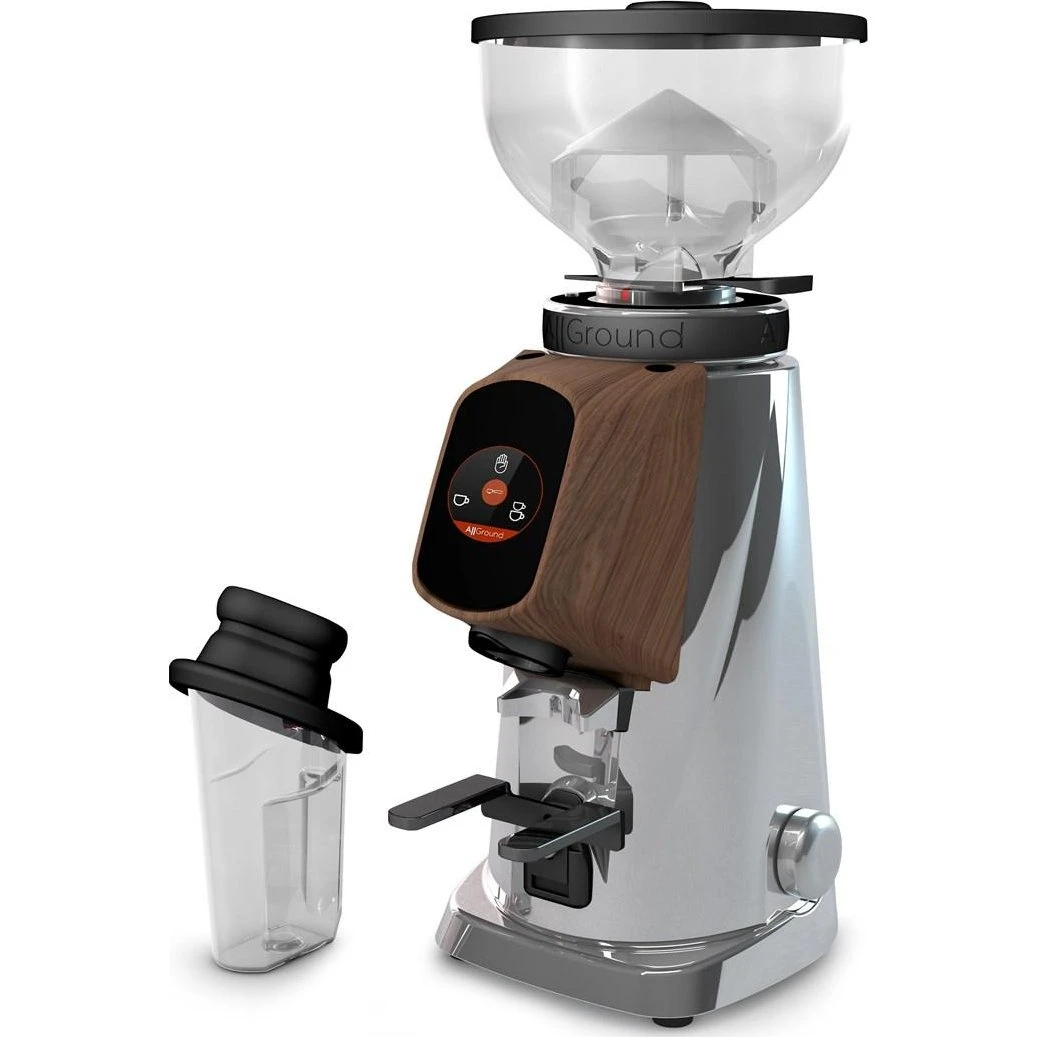 Fiorenzato AllGround Kaffekværn - Mat krom/Egetræ Dark-T Titan