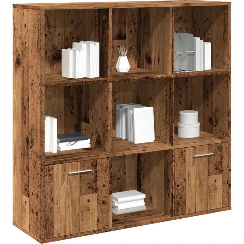 Bogreol 98x29x97,5 cm i konstrueret træ - antikt look