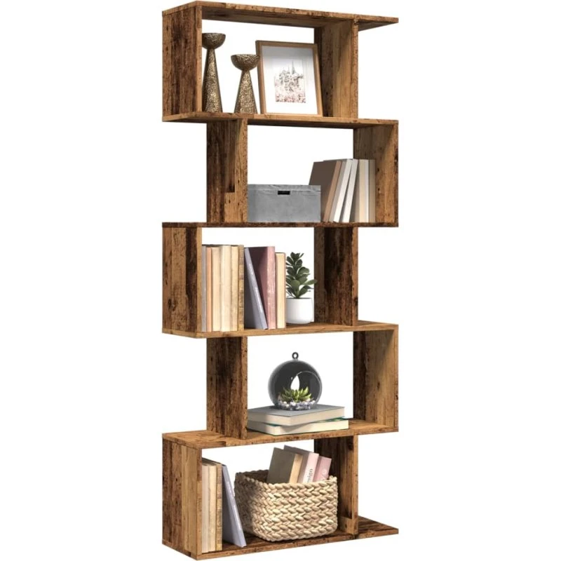 Bogreol/rumdeler 5 niveauer 70x24x161 cm – konstrueret træ