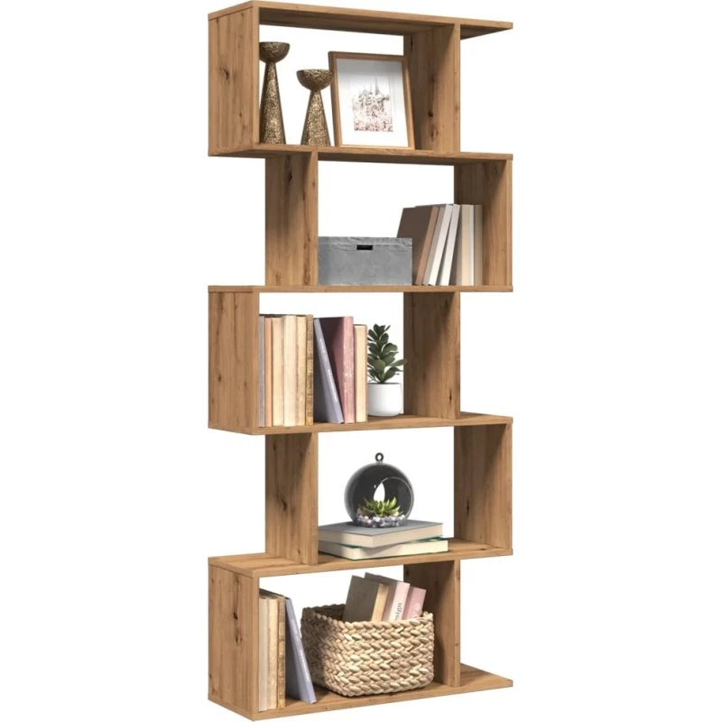 Bogreol/rumdeler 70x24x161 cm – 5 niveauer, konstrueret træ (kunsteg)