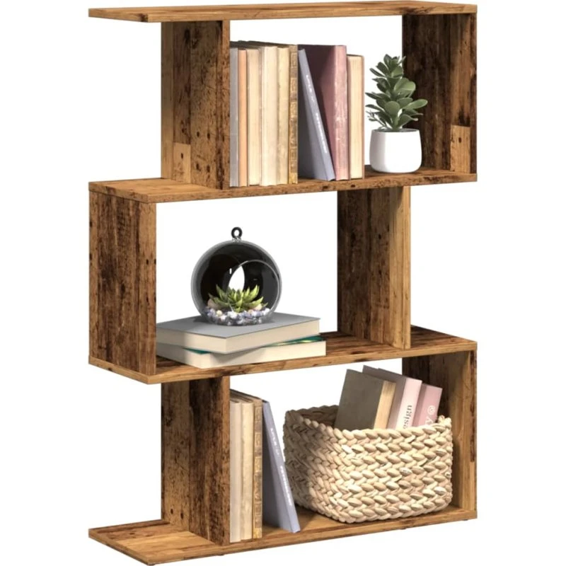 Bogreol/rumdeler 3-niveau hvid 70x24x97 cm