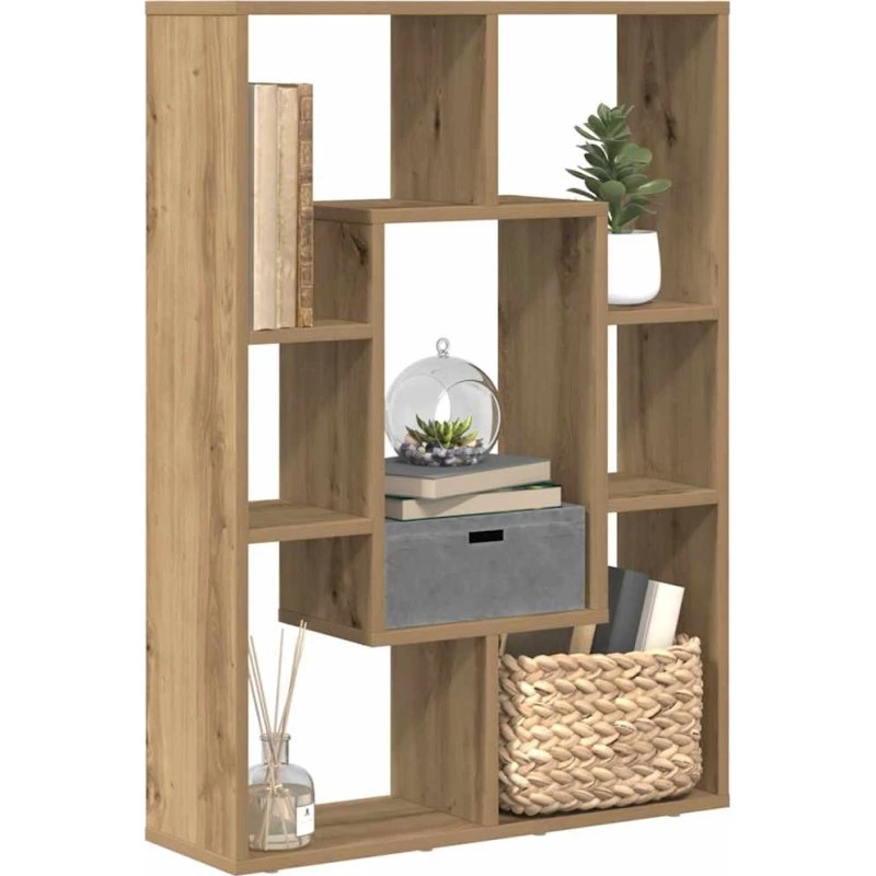 Bogreol 63x20x90 cm i konstrueret træ - egetræsfarve