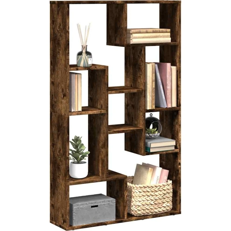 Bogreol 72x20x120 cm i konstrueret træ, røget egetræ