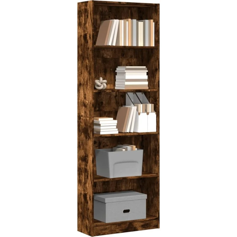 Bogreol 60x24x176 cm i røget egetræsfarve