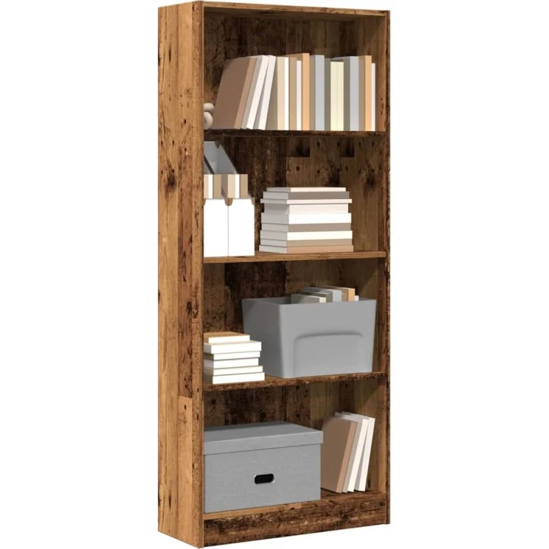 Bogreol 60x24x143 cm - Konstrueret træ, antik finish