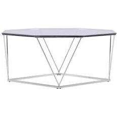 Österlen sofabord 100 cm – sølvgrå ramme & transparent glas