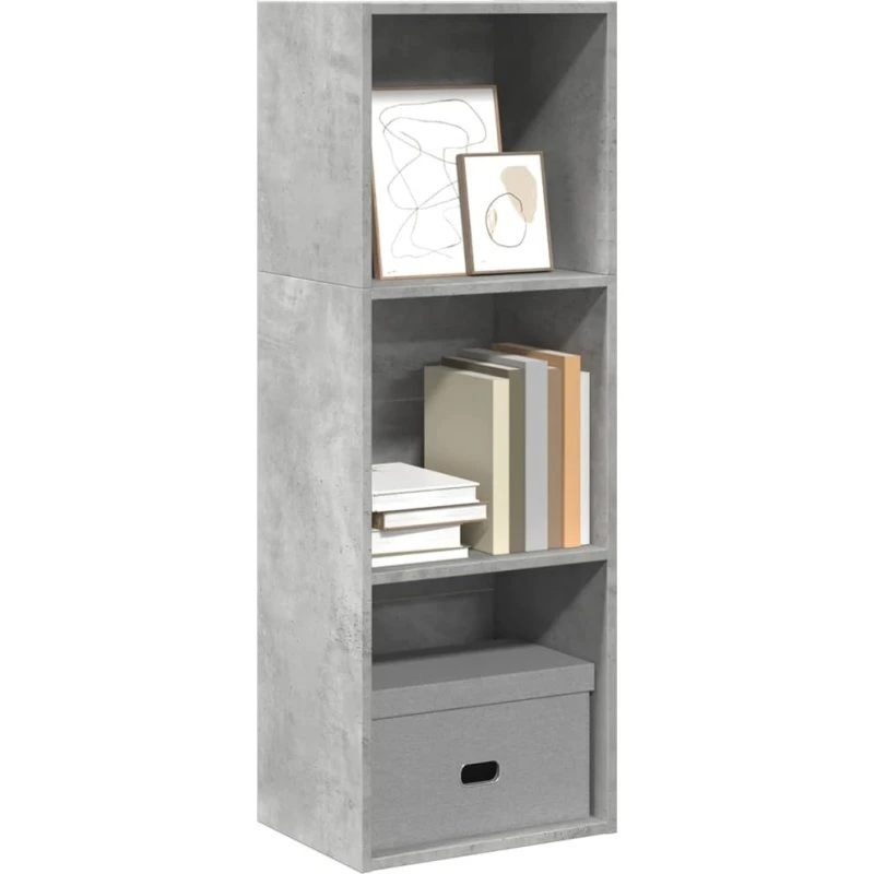 Bogreol 40x30x114 cm i konstrueret træ - betongrå